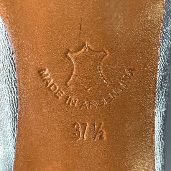 MARTINIANO Size 7.5 Metallic Silver Kidskin Leather Pointed Toe Pumps - Picture 8 of 10